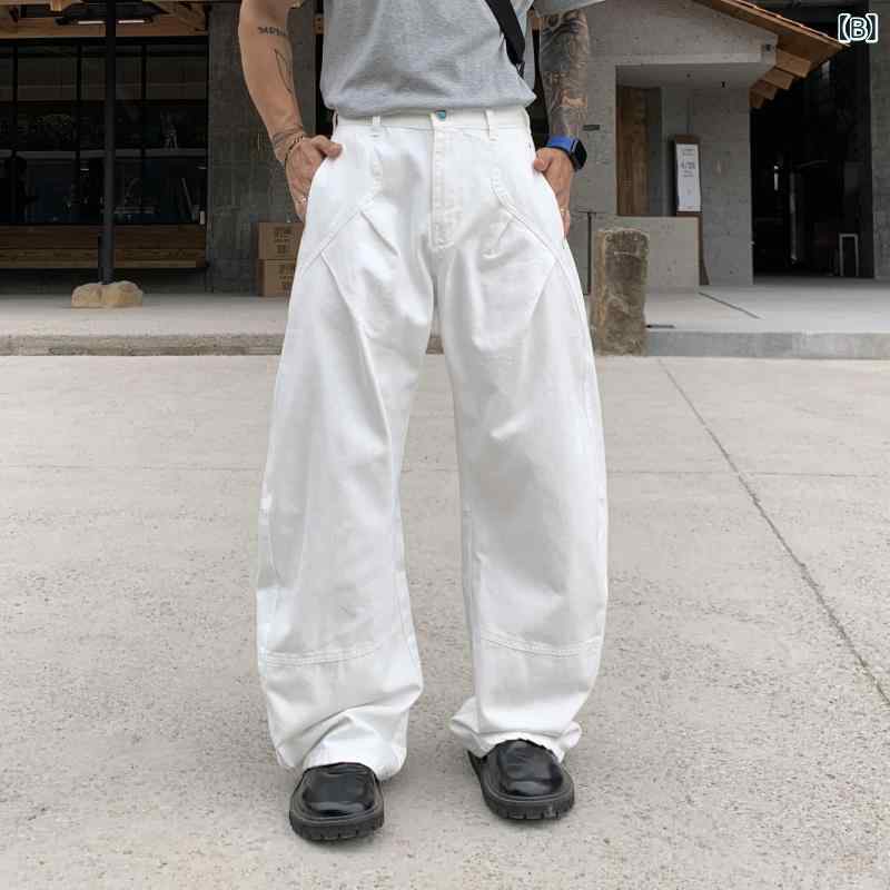 メンズ デニムパンツ 直筒 ストレートレッグ 牛仔 綿素材 微弾性 水洗加工 免烫処理 ラグジュアリーデザイン 十字架モチーフ 復古 ヴィンテージ ストリートファッション ヒップホップスタイル 夏用 日常着用 ミッドライズ ジップフライ 長ズボン ゆった