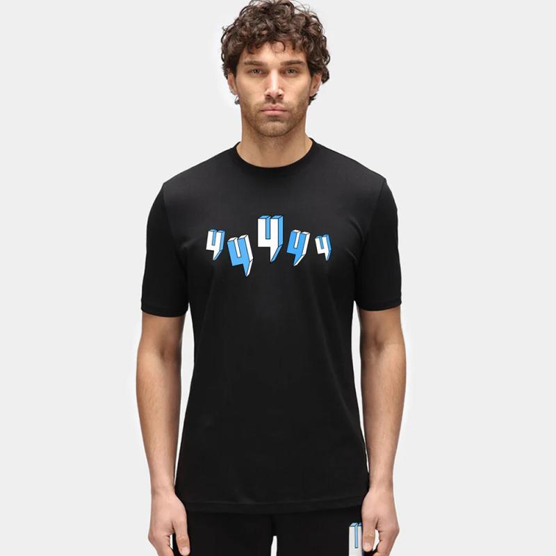 メンズ Tシャツ 短袖 トップス 綿混紡 印花 ロゴプリント 丸首 修身シルエット ゆったりフィット 透気性 吸湿速乾 耐久性 ブラック ホ..