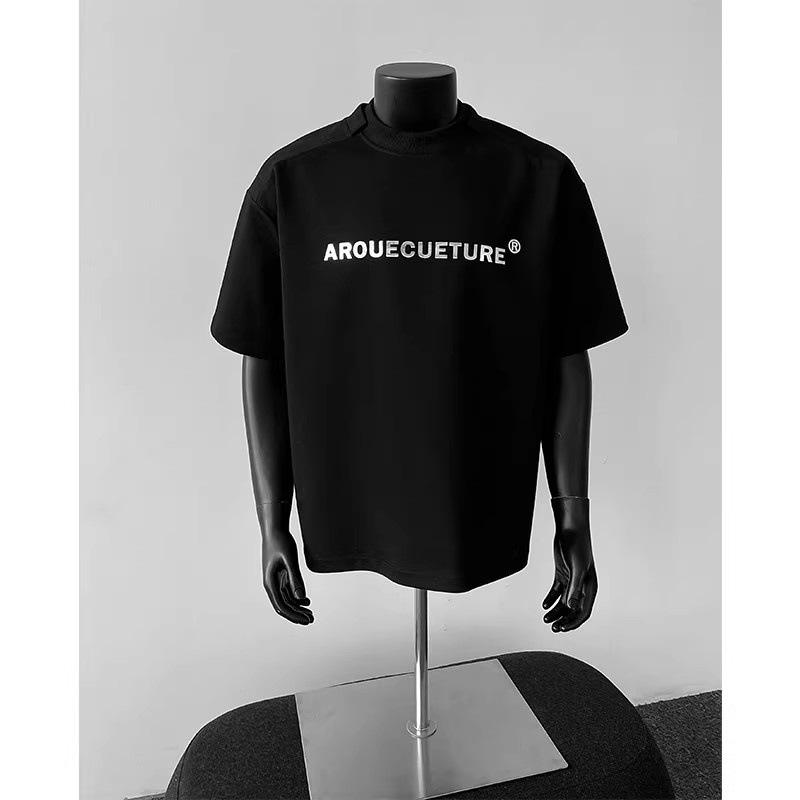 メンズ Tシャツ 半袖 短袖 トップス 欧米風 プリント ロゴ柄 字母柄 ルーズフィット ゆったりシルエット 丸首 ノーカード 綿混紡 ポリエステル混 化繊混紡 吸湿速乾 免烫加工 夏用 春夏 シーズン 黒 白 グレー アイボリー 学生向け 青年向け 1