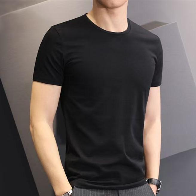 メンズ 短袖 ラウンドネック Tシャツ トップス 純色 無地 ブラック ホワイト 修身 フィット 精梳 コットン 綿 透気 吸湿 速乾 軽量 柔軟 伸縮性 快適 普段使い 通勤 デイリー 春夏 秋 ウィンター 汎用(4.0)