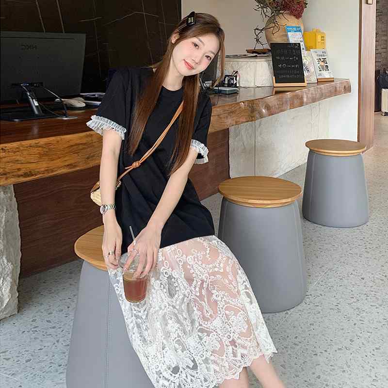 マタニティワンピース レディース 韓国風 ゆったり 大きいサイズ 妊婦服 春夏 レース 切り替え ニット 普段使い 通勤用 カジュアル 体型カバー マタニティウェア 高級感 大人かわいい シンプル