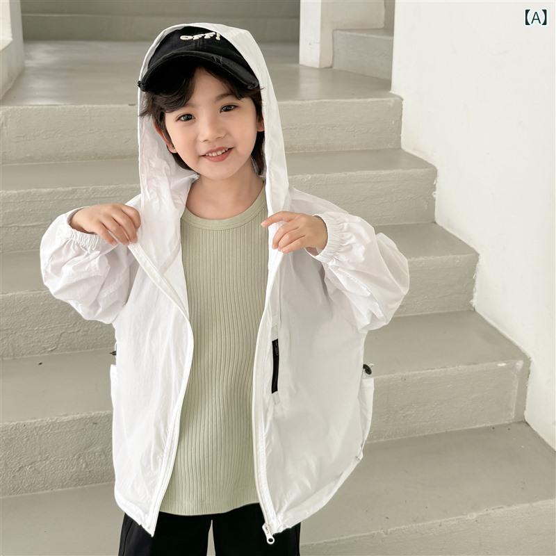 ・カテゴリ: 子供服・対象年齢: 中童(7-12歳)・素材: ナイロン100%・カラー: 白色・サイズ: 110cm,120cm,130cm,140cm,150cm,160cm,170cm・フード: あり・機能: 紫外線カット