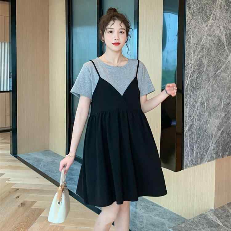 マタニティワンピース レディース 夏服 切り替え 小柄 ゆるシルエット マタニティ...