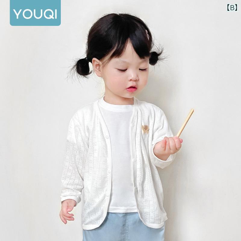 ベビー 防晒服 男女兼用 夏 薄手 開衫 上衣 子供 外出着 寝間着 綿素材 竹繊維 再...