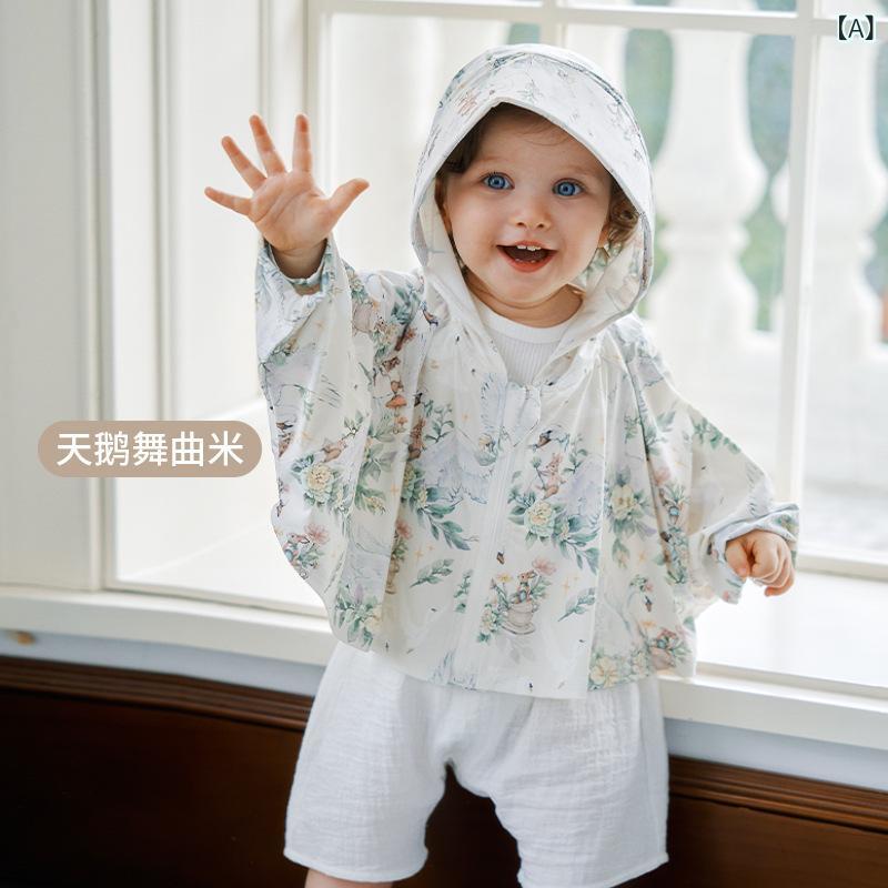 樂天商城 - ベビー 子供用 防晒衣 紫外線カット 長袖 上着 男女兼用 連帽 ポンチョ 外出用 綿ポリエステル 軽量 吸湿速乾 春夏 80cm 90cm 100cm 110cm 120cm 130cm