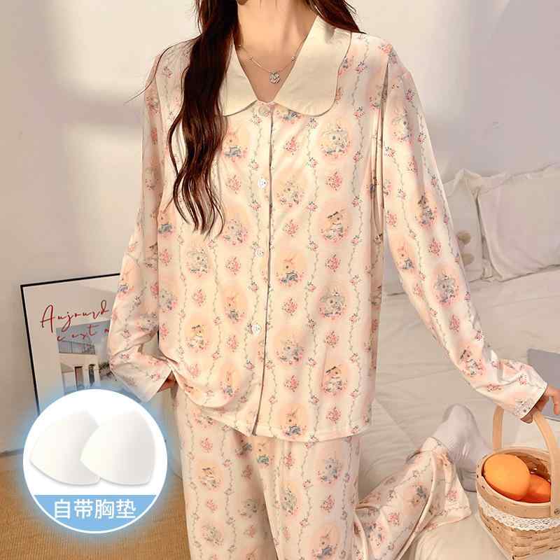 マタニティ パジャマ レディース 春夏 モダール 綿 授乳服 産後 妊婦 薄手 大きいサイズ ルームウェア 部屋着 上下セット・素材: 綿100%・スタイル: セットアップ・トップス袖丈: 長袖・ボトムス丈: 長ズボン・カラー展開: 藍桜桃熊（胸パッド付き）, 桜桃結（胸パッド付き）, 粉結熊（胸パッド付き）・サイズ展開: L, XL, XXL, XXXL・テイスト: シンプルカジュアル・生地の厚さ: 厚手（201-250g/平米）