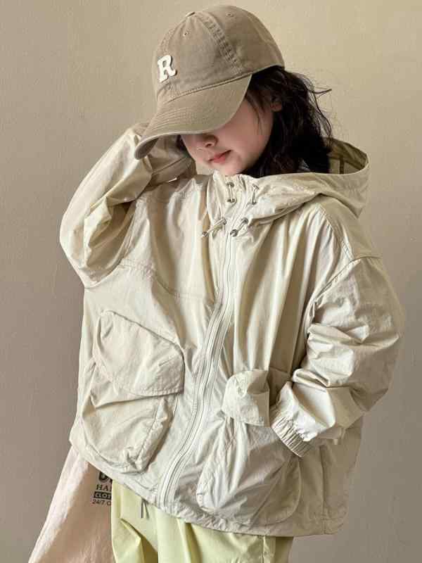 女児 レディース ジャケット コート 春 春秋 秋冬 長袖 フード付き ジップアップ ...