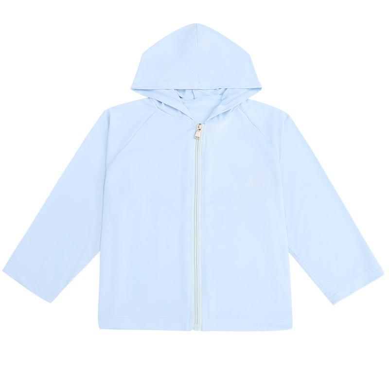 ・カテゴリ: 防晒衣・主な素材: ポリエステル93%・機能: 透気性・カラー展開: ピンク、ホワイト、ブルー、グレー、パープル・サイズ展開: 80cm、90cm、100cm、110cm、120cm、130cm、140cm、150cm・フード: あり