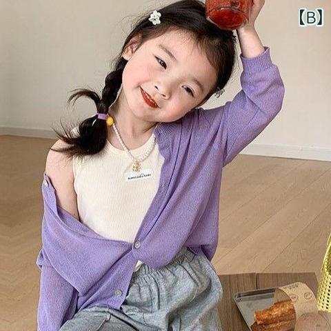 女児 防晒 トップス 接触冷感 軽量 通気性 防蚊 夏用 長袖 カーディガン 女の子 中...