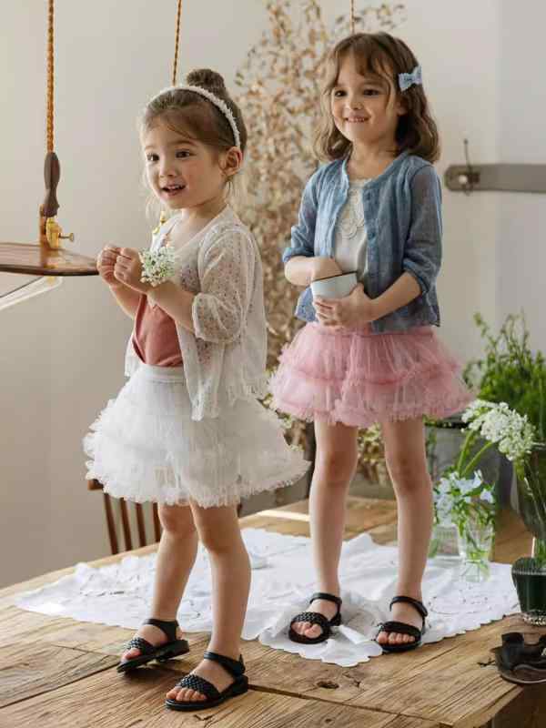 女児 カーディガン 女の子用 子供服 春夏 夏服 かわいい 花辺 デザイン 3色展開 甘め スタイル 透け感 空調対応 防紫外線 長袖 トップス 開き前 軽量 伸縮性 吸湿速乾 化繊混紡 ポリエステル100 ミントブルー パープル ベージュ ミックス 9