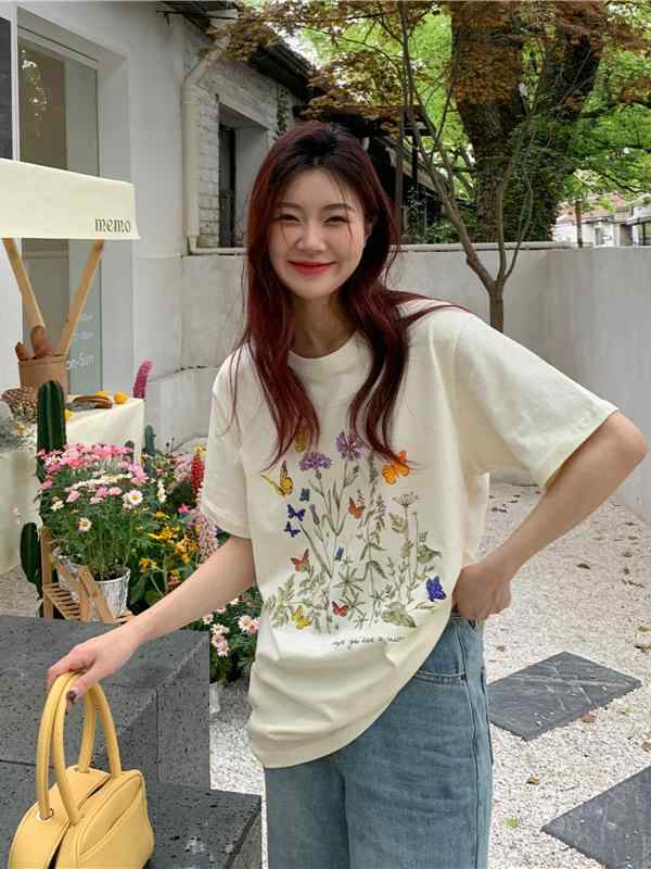 Tシャツ 女性用 学生向け 夏用 かわいい 植物...の商品画像