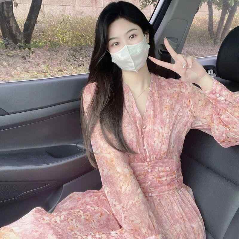 秋冬 ワンピース 女性用 法式風 ロ�