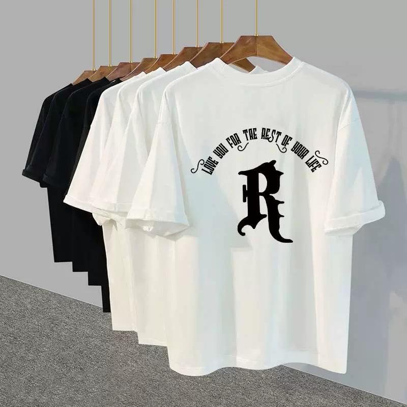 Tシャツ 女性用 夏 短袖 半袖 コットン 綿 100% 白色 ブラック 印花 プリント ロゴ 字母 丸首 ルーズフィット ゆったり ミドル丈 ストリート 個性 街頭 日韓カジュアル レジャースタイル 通勤 普段使い 軽量 吸湿速乾 通気性 伸縮性 ビッ