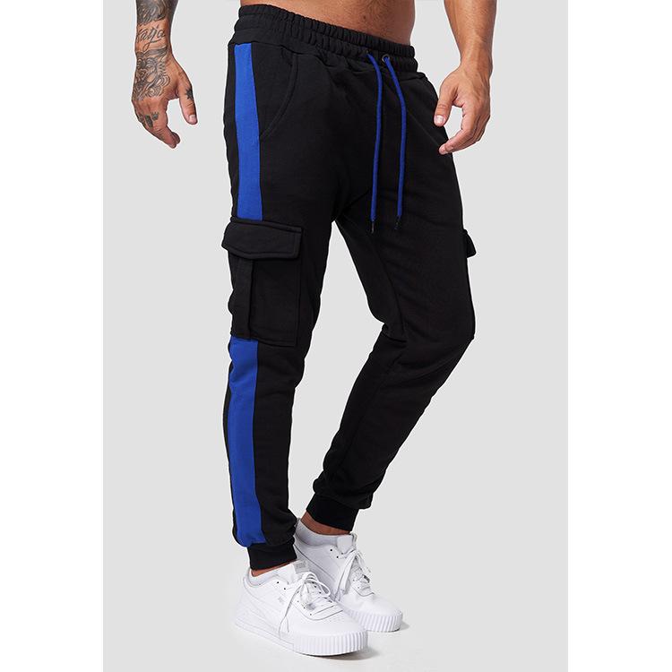 Pants - メンズ 運動 長ズボン 工装パンツ 直筒型 中腰 切り替え カラー マイクロストレッチ 保暖 加厚 コットン混紡 ポリエステル 高機能 冬用 直筒シルエット マルチポケット ラフスタイル アウトドア 普段使い 黒基調 カラーブロック 軽量 耐久性 快適