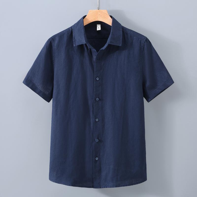 Rakuten - メンズ 短袖 シャツ 純ア麻 綿麻 トップス 夏季 薄手 透気性 吸湿速乾 合体型 翻領 日系 復古 デザイン 休闲 ファッション 宝藍 コーヒー 軍緑 グレー ホワイト ブラック 緑咖 豆沙紅 普藍 杏色