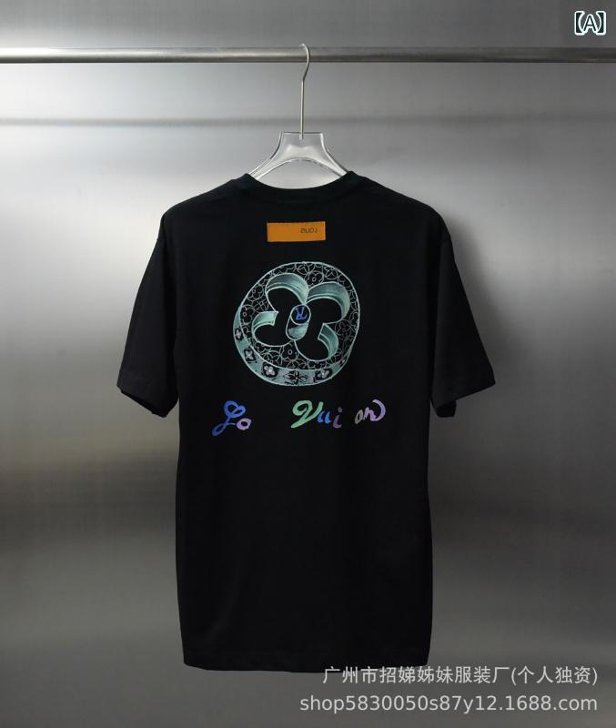 Tシャツ メンズ レディース 短袖 ゆったり 綿 プリント クローバー柄 丸首 薄手 通気性 吸湿速乾 耐久性 日常カジュアル 黒 白 春夏秋..
