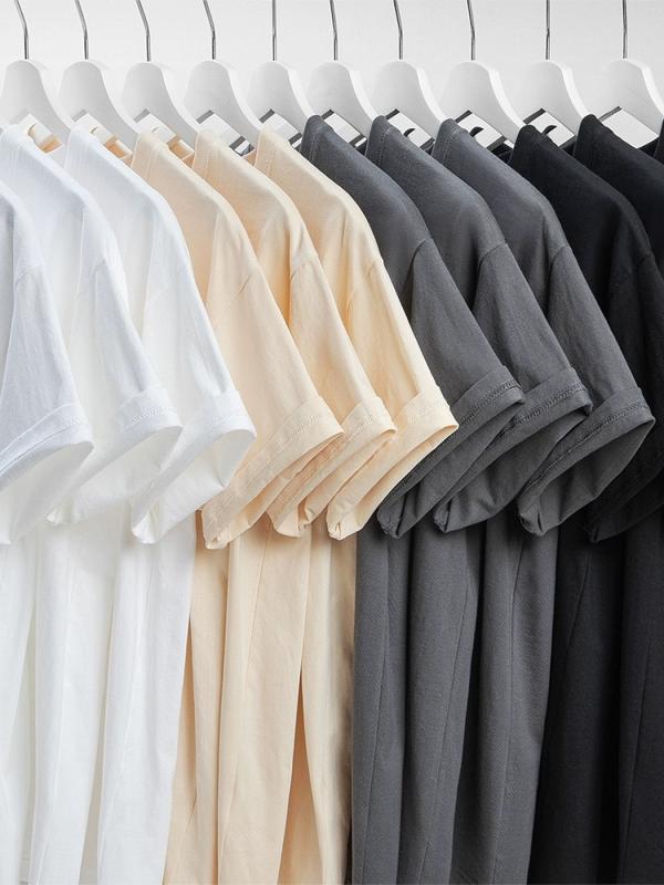 メンズ Tシャツ 短袖 綿100% 300g重磅 厚手 ゆったりシルエット ラウンドネック インナー トップス レイヤード ユニセックス 秋冬 春秋..