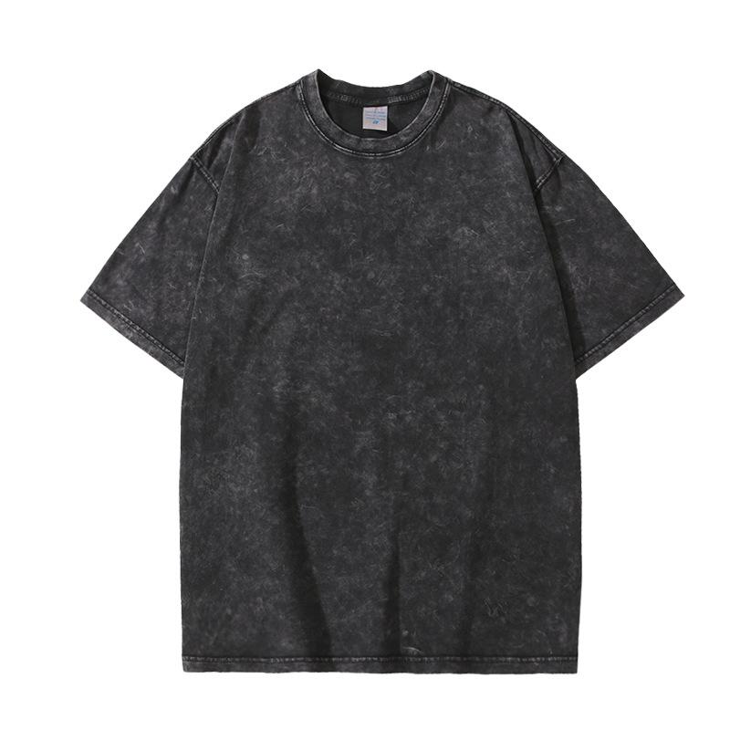 樂天商城 - Tシャツ メンズ ゆったり 半袖 丸首 落肩袖 アメリカン レトロ ウォッシュ加工 コットン 透気性 吸湿速乾 耐摩耗 厚手 黒 深灰 橙色 深緑 灰緑 深青 浅青 ベージュ 紫 通勤 普段使い カジュアル ユニセックス