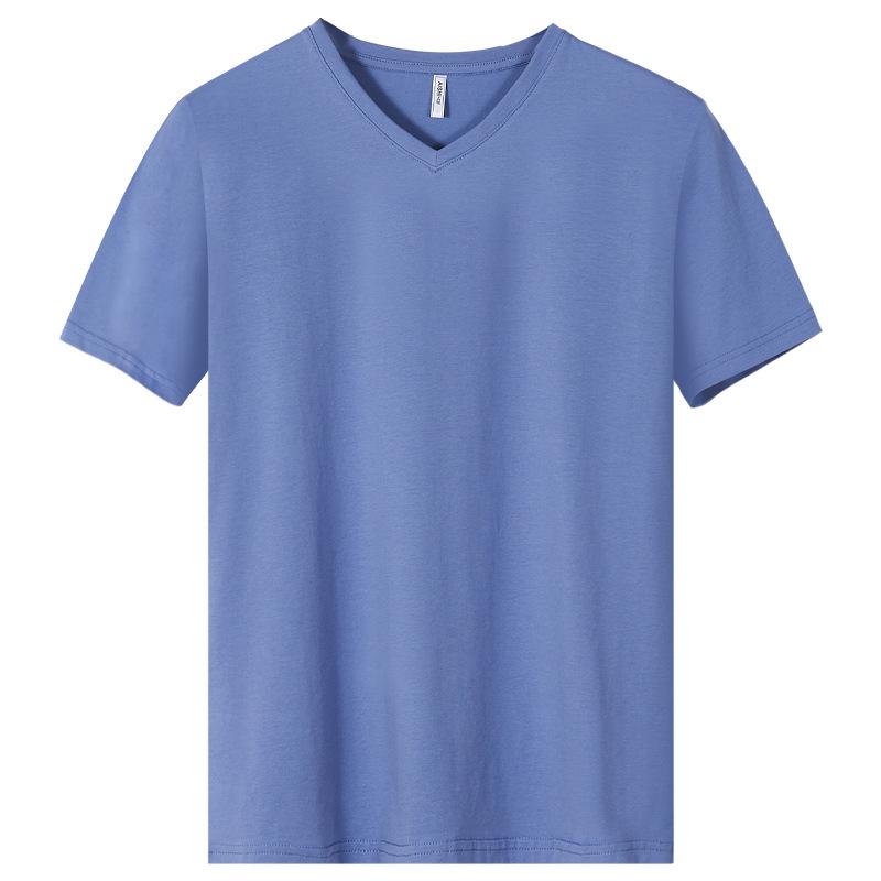Rakuten - メンズ Tシャツ 短袖 修身 Vネック 純色 綿95% スパンデックス5% 接触冷感 吸湿速乾 色牢度高 免烫加工 薄手 軽量 通勤 普段使い 部屋着 インナー トップス ヒートカット スライブ アイボリー ブラック ミントグリーン グレー ライトブルー