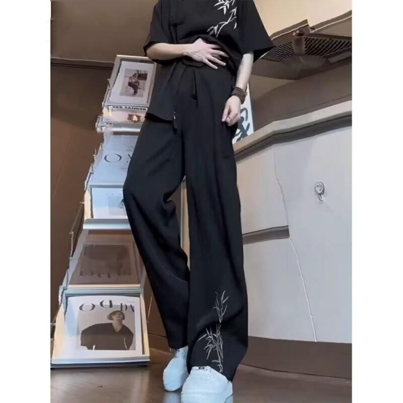 Pants - メンズパンツ ビジネスカジュアル 直筒 九分丈 中腰 ポリエステル 免烫 接触冷感 軽量 通気性 ポケット 黒 秋 ゆったり 韓国風 トレンド 青少年向け ラフスタイル 日常使い ストレッチなし シンプル モダンシルエット