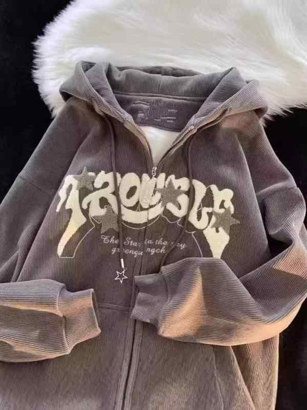 メンズ フーディ 開襟 セーター スウェット トップス 長袖 フード付き ジップアップ コットン ワイドシルエット 刺繍 アルファベット プリント サイドポケット グレー グリーン ベージュ カーキ 秋冬 厚手 暖かみ 軽量 ストリート カジュアル 普段