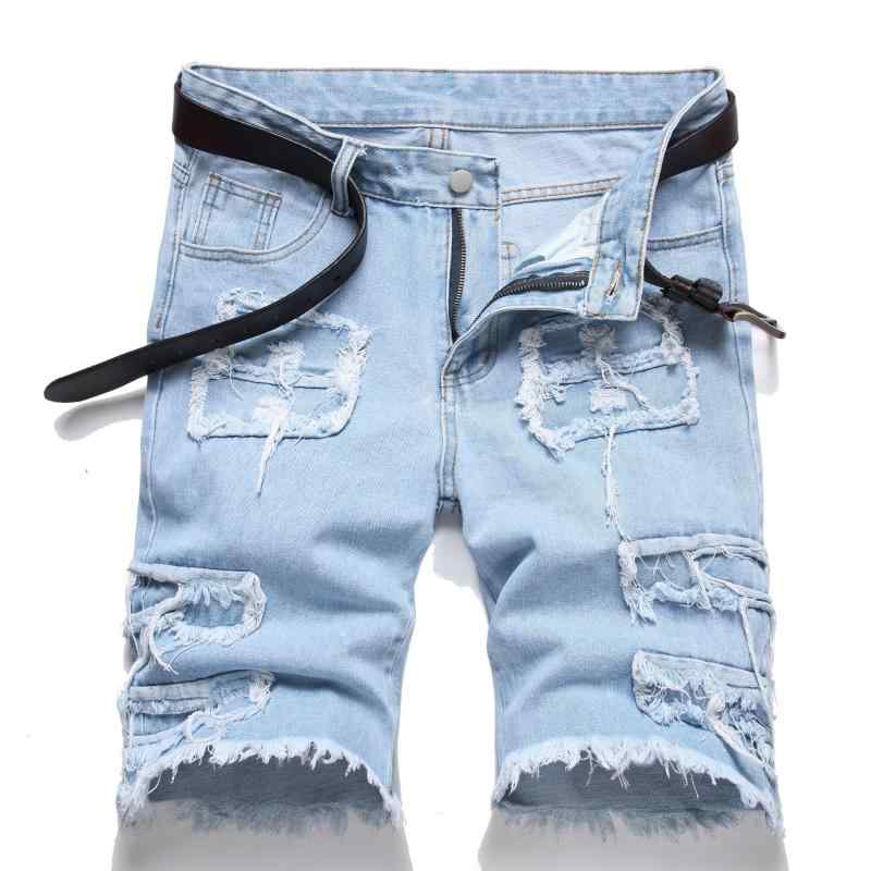 メンズ 牛仔パンツ ショートパンツ デニム 直筒型 ミディアムレングス ミッドライズ ラグラン ジッパー ウォッシュ加工 手磨き加工 ライトブルー コットン混紡 ストレッチなし ゆったりシルエット カジュアル 普段使い アウトドア 青年向け 秋 軽量 通