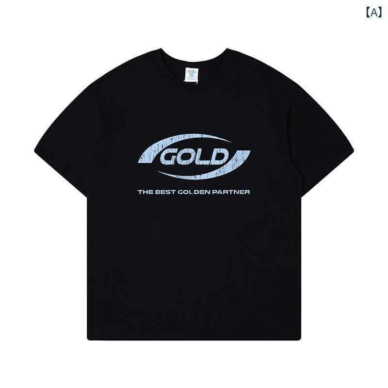 樂天商城 - メンズ Tシャツ 短袖 トップス コットン 綿100% ブラック ブルー ストリート ヒップホップ ストリートスタイル かっこいい アルファベット プリント ロゴ柄 印花 柄 ゆるめ ルーズフィット ワイド ゆったり 夏 春夏 秋 季節 通気性 吸湿速乾