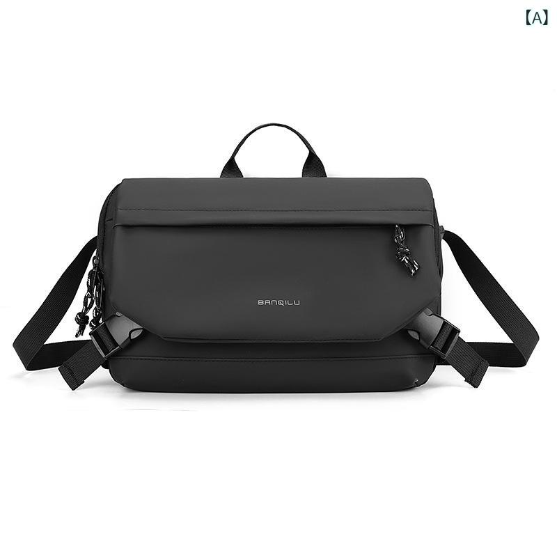 Other - メンズ 斜めがけ バッグ 肩掛け 鞄 大容量 バックパック 通勤 サイクリング 牛津布 軽量 純色 ブラック グレー グリーン ブルー 2025 夏 春夏 8インチ 対応 休闲 旅行 アウトドア 潮っぽい 車縫いステッチ メンズ トップス コーデ