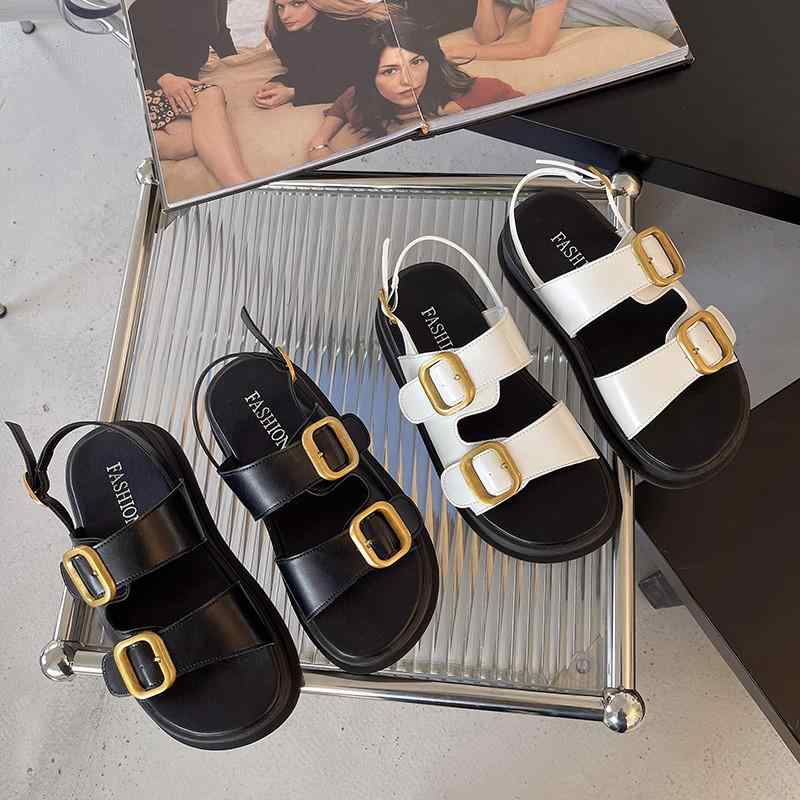 女性用 ローマサンダル 厚底 厚底靴 厚底サンダル 夏季 夏用 ローファー ローファーサンダル ブラック ミントグリーン 米色 ベージュ アイボリー PU素材 合成皮革 軽量 快適 履きやすい 丸トゥ ラウンドトゥ 丸頭 足元丸み カジュアル 普段使い