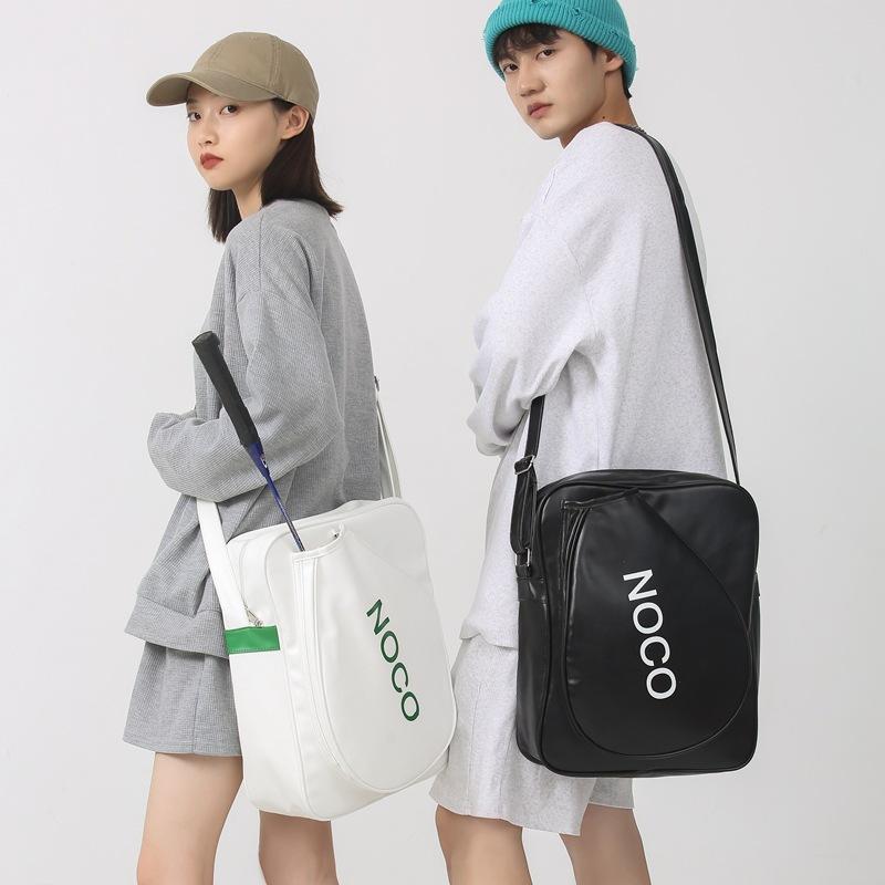 メンズ バックパック ナイロン素材 斜めがけ シングルショルダーバッグ スポーツ ピンポン バドミントン ラケット収納 日常使い 黒 白 カジュアル 軽量 耐久性