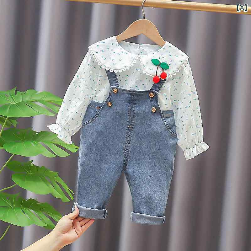 樂天商城 - 女児 春季 長袖 背広ズボン セット 女児用 かわいい プリンセス 花柄 コットン 柔らかい トップス ロングパンツ セット ライトブルー ベージュ 長袖 背広ズボン セット 女児用 ベビー服 コットン95% 柔軟素材 花柄プリント プリンセススタイル