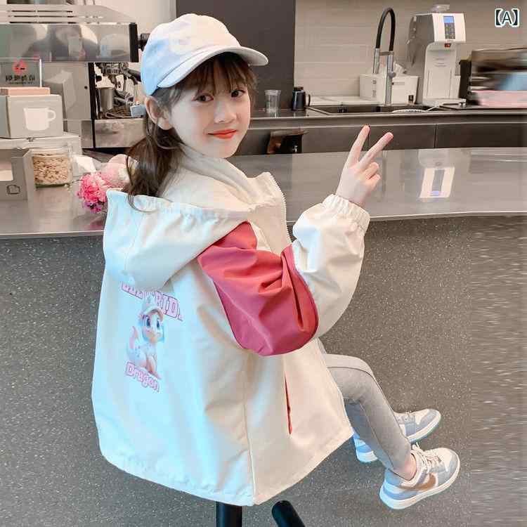 女の子 秋冬 コート 子供 ジャケット 綿100% 短め丈 杏色 丸首 韓国風 ファッション 蝶結び 装飾 かわいい プリント 柄 通学用 普段使い 軽量 伸縮性