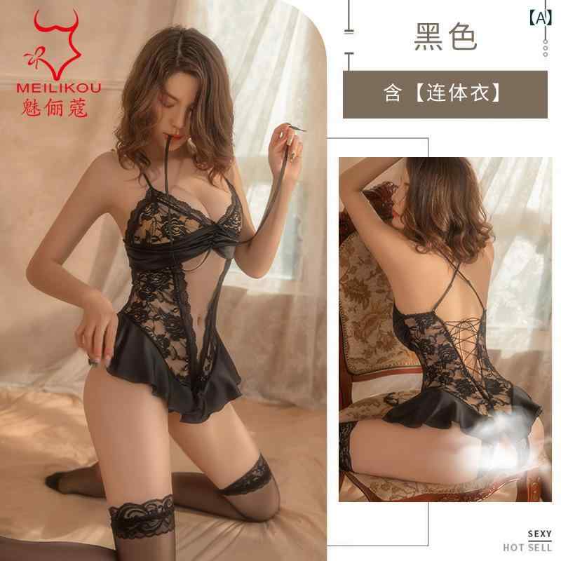 情趣下着 女性用 セクシー 深V 透け感 レース 網紗 切り替え 開き式 ボディスーツ かわいい 少女風 露出 胸元 デザイン 軽量 伸縮性 ポ..