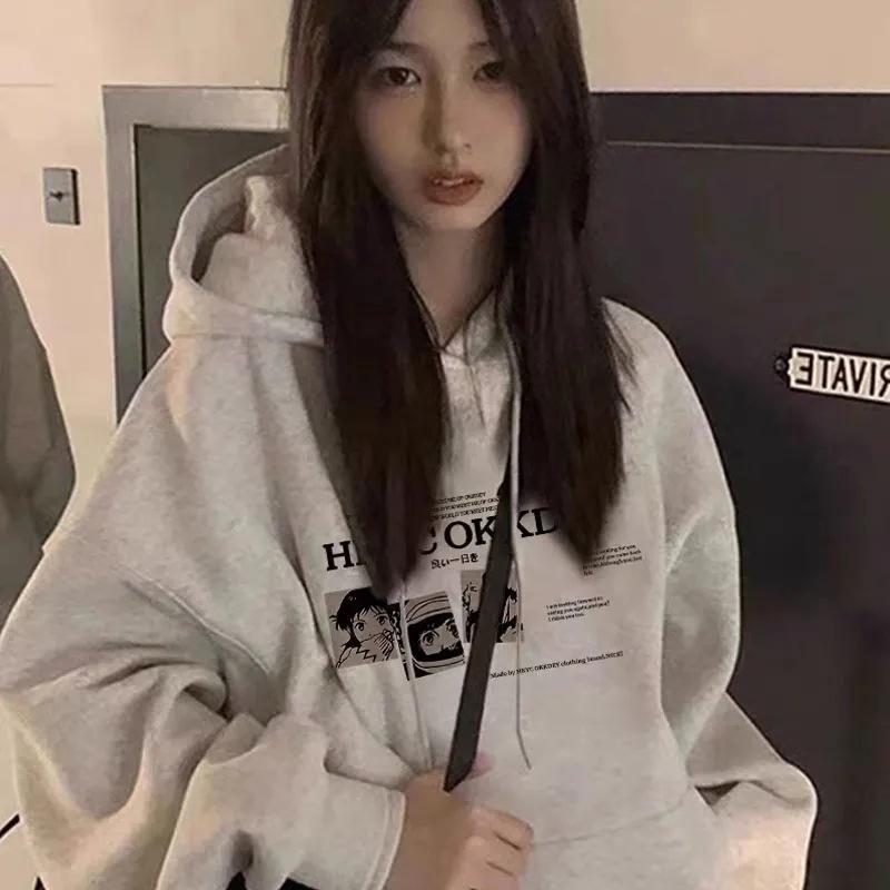 レディース スウェットパーカー トップス 綿素材 長袖 フード付き ミドル丈 ゆったり ルーズフィット プリント柄 ポケット 秋冬 薄手 厚手 選択可能 白 グレー ベージュ ブラック 韓国風 かわいい カジュアル 普段使い 軽量 吸湿性 通勤 外出(4.0)