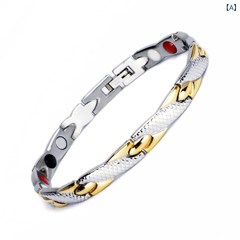 Other , Materials - 手链 メンズ レディース ユニセックス 磁石 チタン ステンレス 動物 生肖 モチーフ かわいい アクセサリー ジュエリー 指輪 ブレスレット ラッキーアイテム 鋼鉄金色 不锈钢色 全金 ローズゴールド 接触冷感 軽量 伸縮性 普段使い 通勤用 アウトド