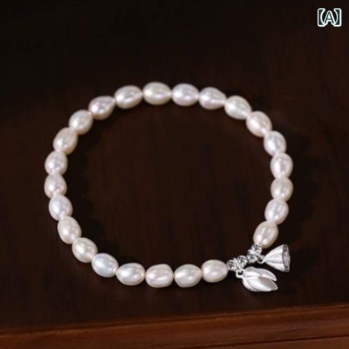 ペア ハンドメイド アクセサリー 純銀 999 天然 淡水 真珠 蓮蓬 モチーフ 手链 指輪 風 ファッション 百 搭 手飾り シルバー アクセサリー 花卉 デザイン 恋人 ギフト 秋冬 シーズン 個性 スタイル カジュアル 普段使い 軽量 伸縮性 電気