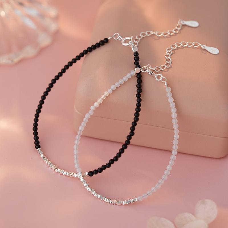 Other , Materials - ハンドメイド アクセサリー 女性用 純銀 メノウ ブレスレット ペア チェーン シンプル モダン ユニーク 国風 芸術的 シルバー アクセサリー 幾何学 デザイン 春夏 ファッション アクセサリー 通勤用 軽量 日常使い ギフト 対応