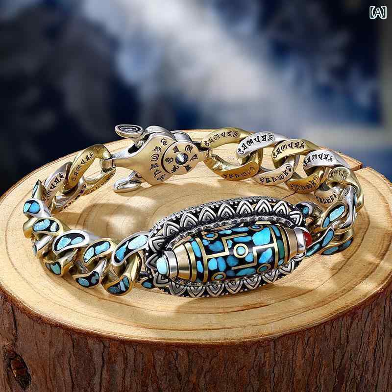 Men'S Accessories - 手鏈 ブレスレット メンズ レディース ユニセックス 復古 ヴィンテージ 回転 デザイン 九眼天珠 ウラン花 モチーフ 電気メッキ加工 シルバー ゴールド カラーバリエーション 無限 シンボル 形状 パターン アクセサリー 冬 秋冬 ラッキーアイテム 旅
