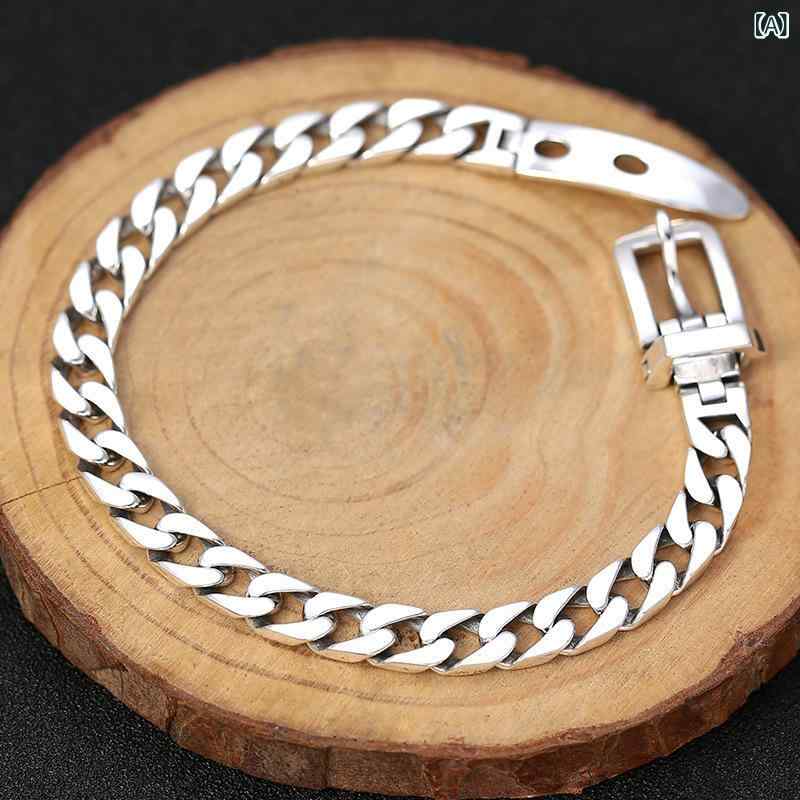 ・素材: 銀・加工: 做旧・スタイル: 男式・形状: 波浪・カラー展開: 粗9mm長18cm約37g,粗9mm長20cm41g,粗9mm長22cm約45g・純度: 925銀・流行要素: 線条・スタイル: ins風・スタイル分類: 個性風潮・製品カテゴリ: 手飾・対象: 男式・流行要素分類: 幾何