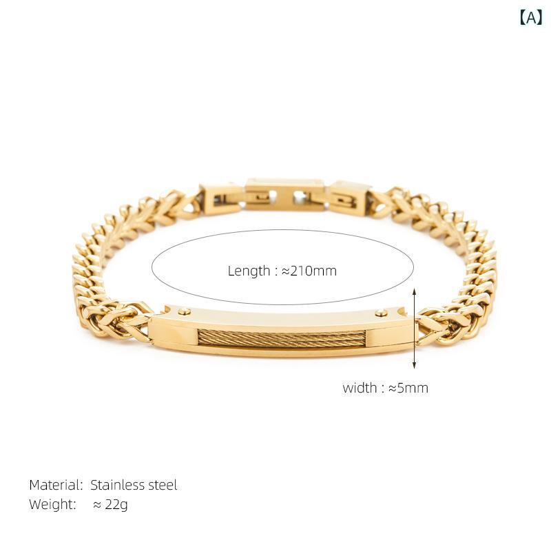 フォークBRのメンズ 手链 ブレスレット アクセサリー タイタン ステンレス 18K ゴールド メッキ 電気メッキ加工 ユニセックス カップル リング 形状 幾何学 デザイン ファッション 通勤 スタイル OL 人気 軽量 耐久性 春夏 シルバー ブラック ゴールド｜アングル2