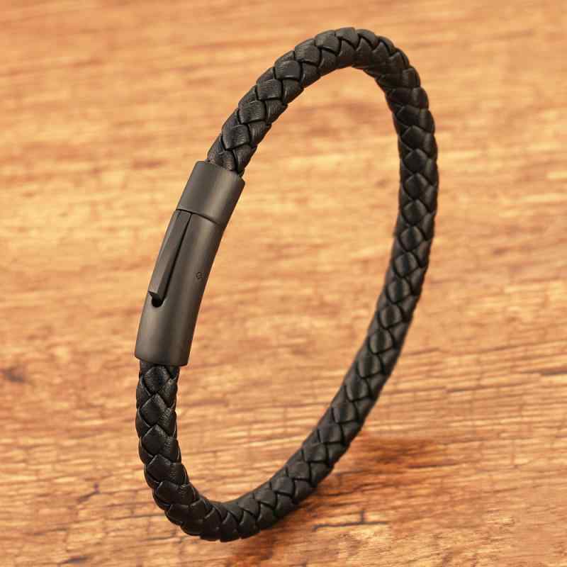 Other , Materials - レディース メンズ 手首アクセサリー 編み込み 本革 ブレスレット 手編み 皮革 手袋 シンプル 幾何学デザイン 男女兼用 ブラック ブラウン レッド ネイビー グリーン ブルー 夏 ファッション 通勤 普段使い 軽量 調整可能 ラウンド モチーフ