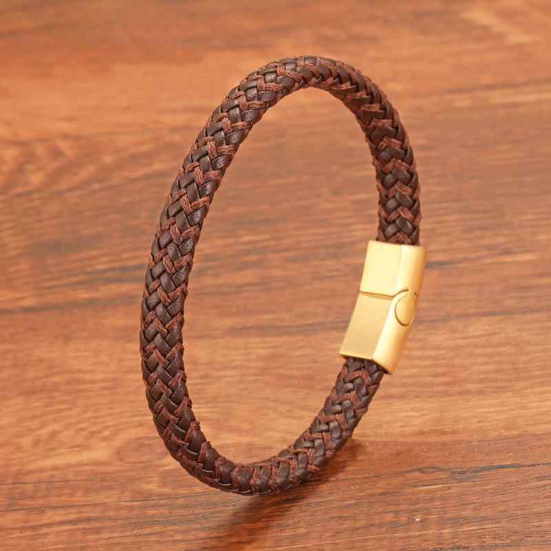 Other , Materials - ハンドメイド 編み込み レザー ブレスレット 磁気 バックル ユニセックス アクセサリー 幾何学 デザイン ブラウン グリーン ホワイト カラー 選択 ファッション 通勤 スタイル 軽量 手首 装飾 アイテム