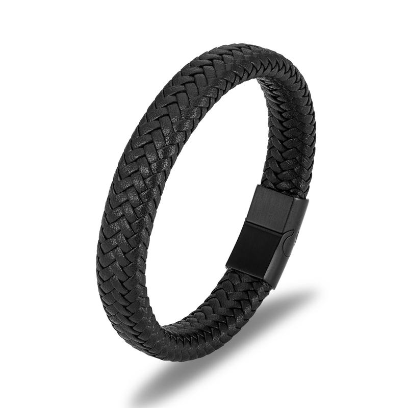 Men'S Accessories - メンズ 手首アクセサリー 編み込み 革 ブレスレット 手環 シンプル ステンレス バックル アクセサリー ブラック ブラウン ブルー レッド ホワイト 幾何学 形状 ファッション 通勤 スタイル 夏 シーズン 軽量 素材 耐久性