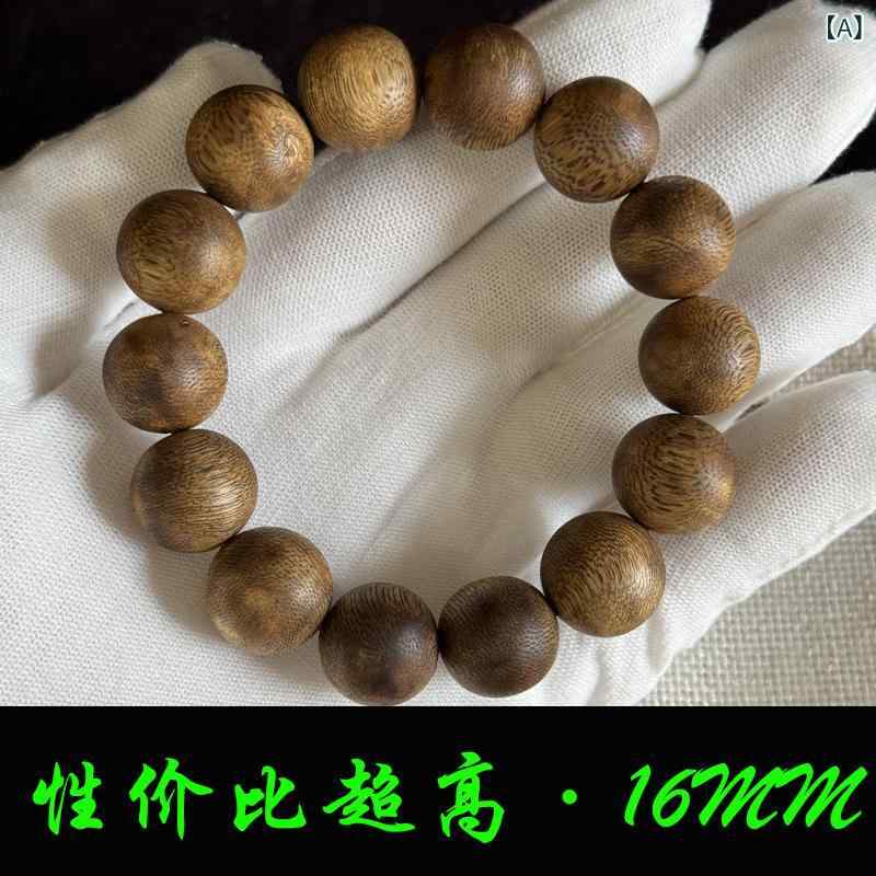 手串 男性用 女性用 天然沈香 復古スタイル 丸型 16mm ビーズ チェーン 高級感 天然素材 木製アクセサリー ブレスレット ラウンドビーズ 香木 祈祷用 日常使い ユニセックス 夏向け 軽量 吸湿性 円形デザイン 希少 油脂豊富 老木素材