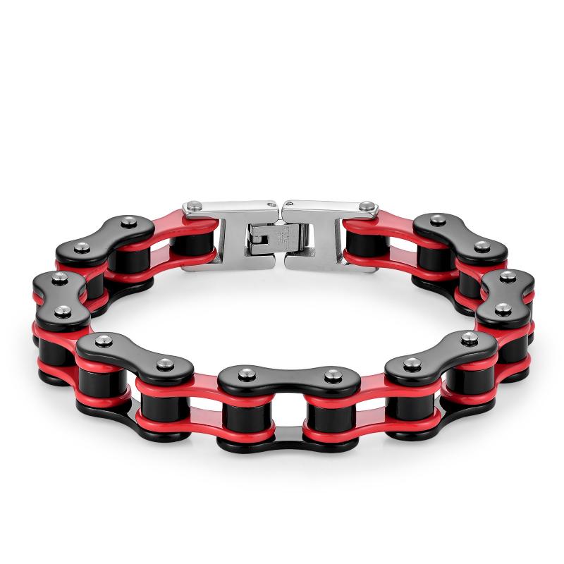 Other , Materials - 手飾り ユニセックス チェーン アクセサリー 個性派 デザイン ステンレス製 手链 バイクチェーン モチーフ ロック スタイル ヒップホップ 風 幾何学 形状 シルバー ゴールド ブラック レッド グリーン ブルー バイオレット ピンク カラーバリエーシ