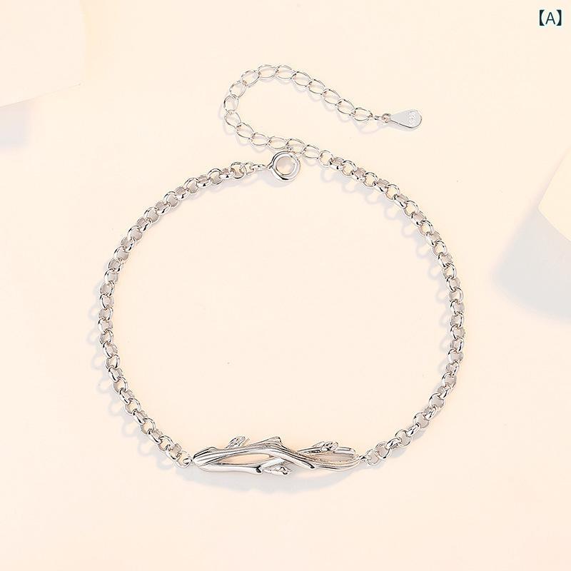 Men'S Accessories - ハンドメイド アクセサリー 925純銀 手链 情侣 ペア ローズ フラワー 荆棘 デザイン 森ガール 個性 植物モチーフ 銀アクセ 枝葉 装飾 かわいい ハンドアクセサリー 夏向け 軽量 細工 プレゼント ギフト 人気 トレンド