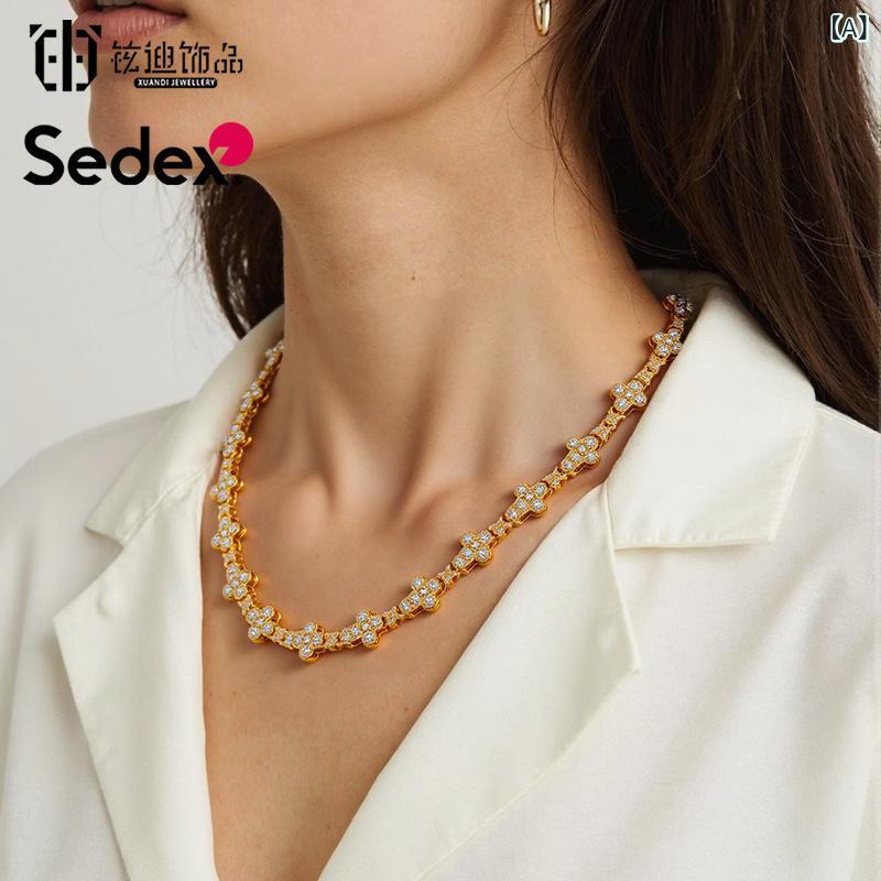 Men'S Accessories - ネックレス メンズ レディース ヒップホップ 十字架 花モチーフ チェーン 10mm幅 キラキラジルコニア 加工 気質ゴールド ファッションシルバー ユニセックス 幾何学デザイン 個性派 軽量 伸縮性 春夏 通勤 普段使い カジュアル アクセサリー