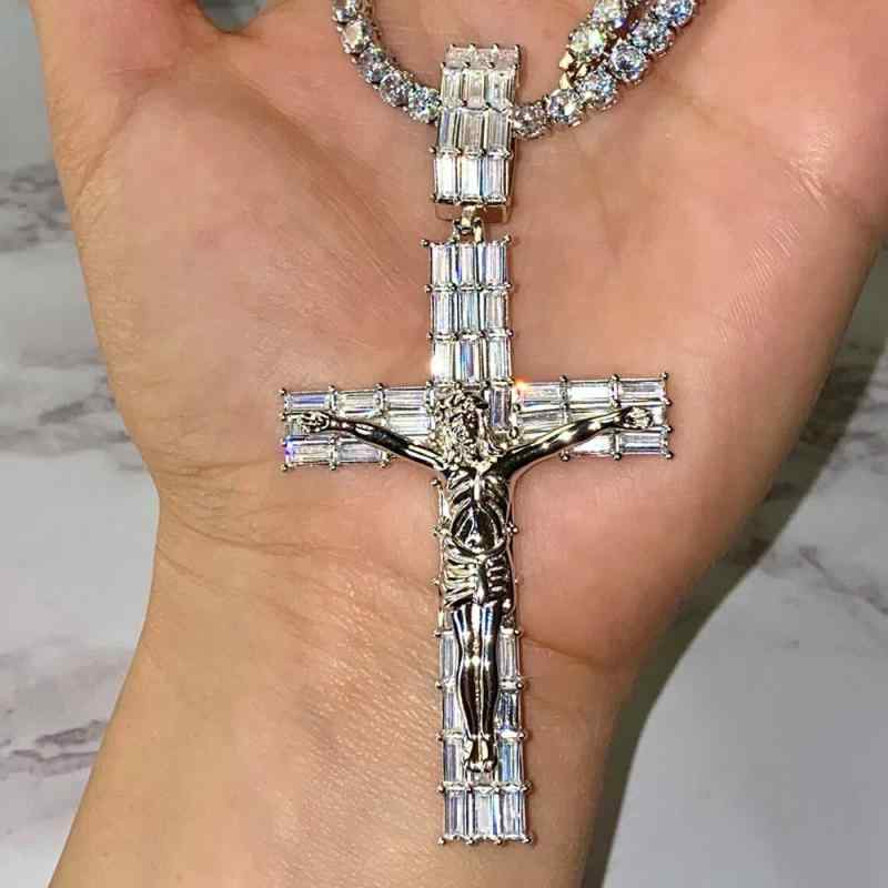 Men'S Accessories - ネックレス メンズ ヒップホップ 十字架 ジルコニア ペンダント チェーン ゴールド シルバー 幾何学 デザイン カジュアル ファッション 軽量 耐久性 調整可能 長さ 51cm から 80cm 通年 使用 通勤 普段使い ギフト 向き 欧米 スタイル