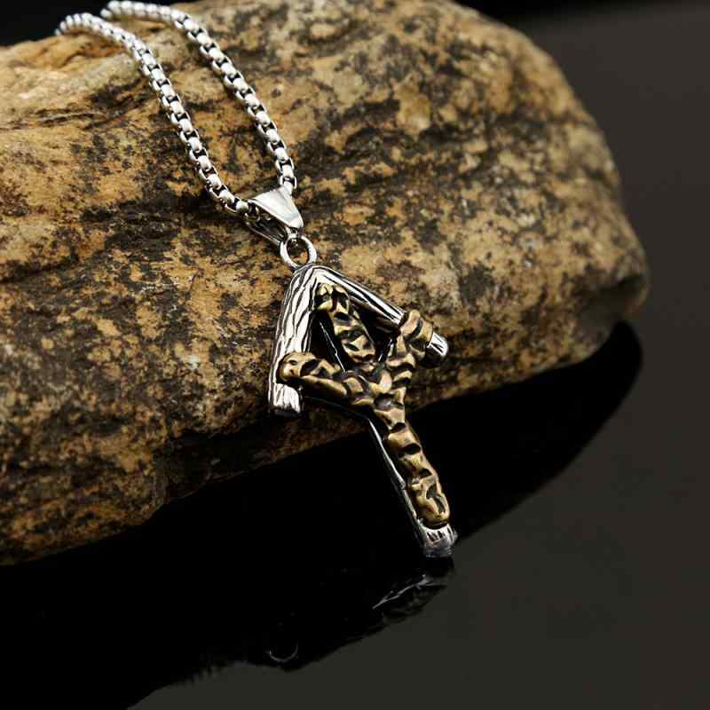 其它 - ネックレス メンズ レディース 北欧風 ヴィキング ルーン 符文 吊り下げ ステンレス チタン 鋼 復古 デザイン クロス モチーフ 間金色 チェーン O字 リンク 51cm 60cm 調整可能 軽量 50g 耐久性 抛光 仕上げ ファッション 通勤 ス