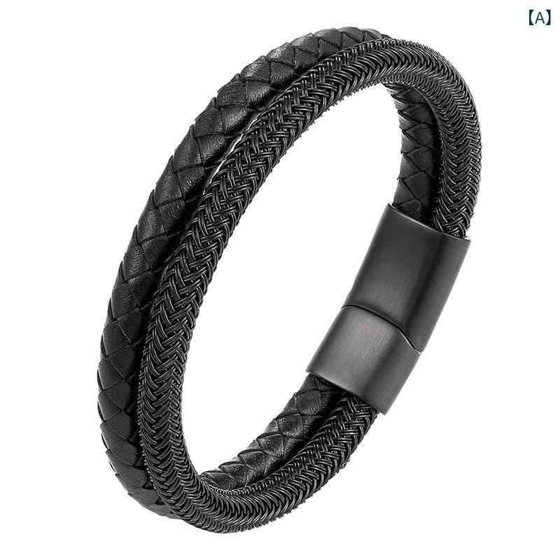 メンズ ブレスレット 手首アクセサリー 手環 手首周り19cm 21cm 23cm サイズ調整可能 チタンスチール素材 耐久性 金属光沢 ブラック シルバー 男女兼用 U字型 復古デザイン ファッションアイテム カジュアルスタイル 日常使い 軽量 旅行記